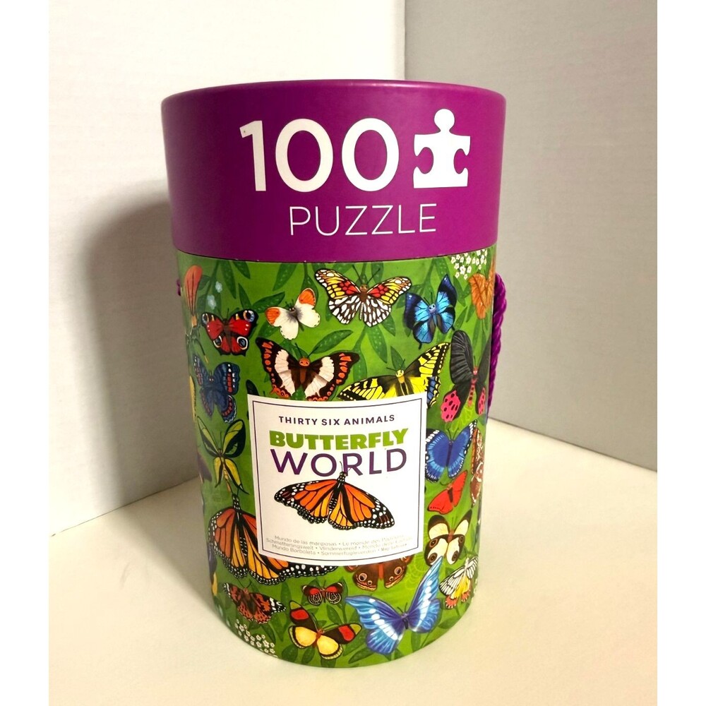 Crocodile Creek Butterfly World 100 Piece Puzzle Canister 36 Butterflies Ages 5+